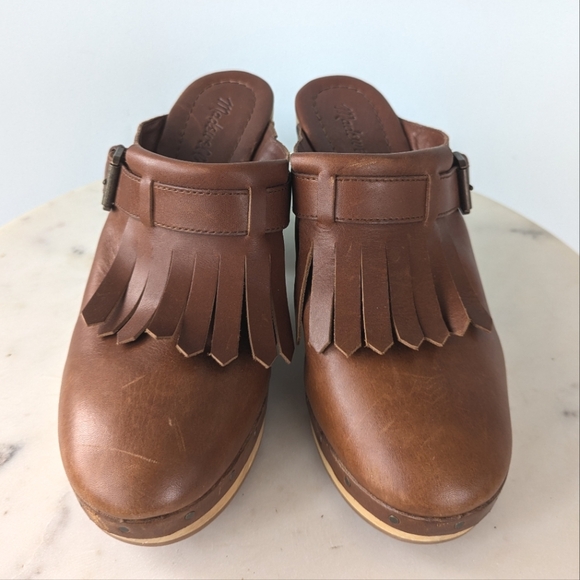 Madewell Kiltie Brown Leather Fringe Clogs - Picture 8 of 12